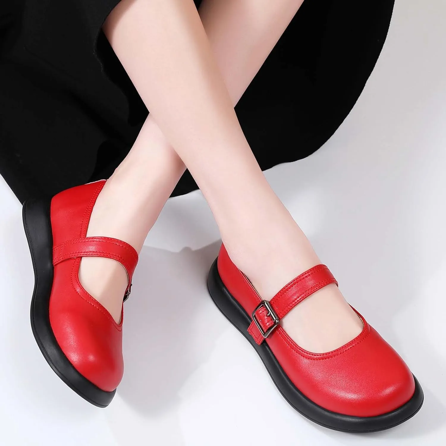 Mary Jane Shoes Women Flat Comfortable Dressy Casual Ladies Office Work Shoes