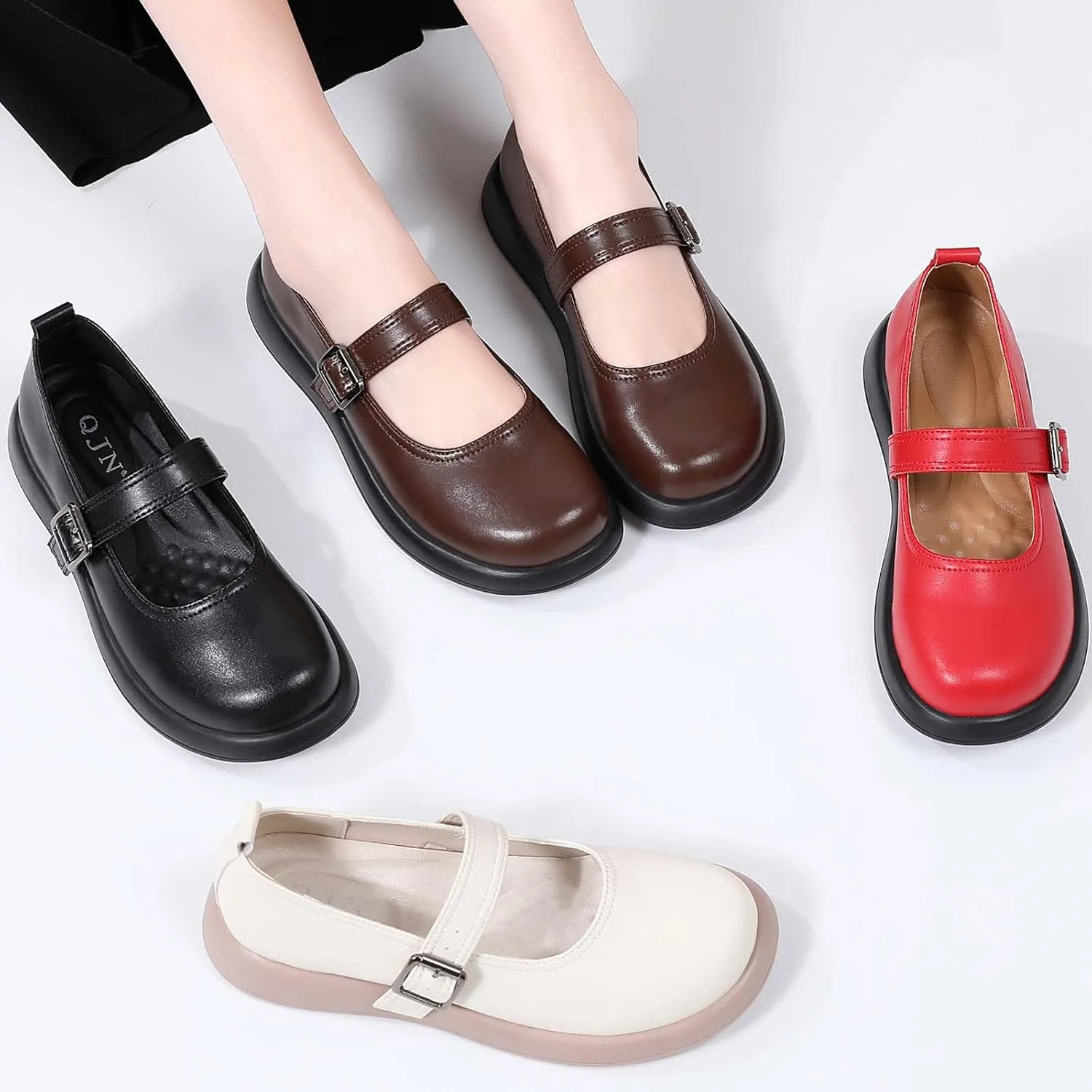 Mary Jane Shoes Women Flat Comfortable Dressy Casual Ladies Office Work Shoes