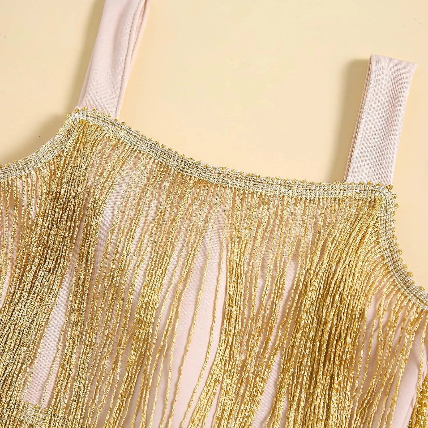 MBMSHEGH Kids Sequin Fringe Dress Sparkling Tassel Sleeveless Dress Little Girls Dance Wear Party Latin Dance Dress 1-10T