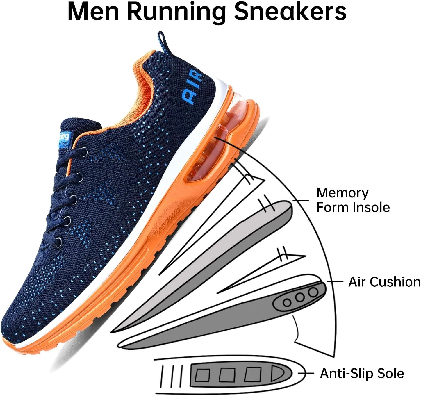 MEHOTO Mens Air Running Sneakers, Men Sport Jogging Fitness Gym Walking Lightweight Athletic Shoes