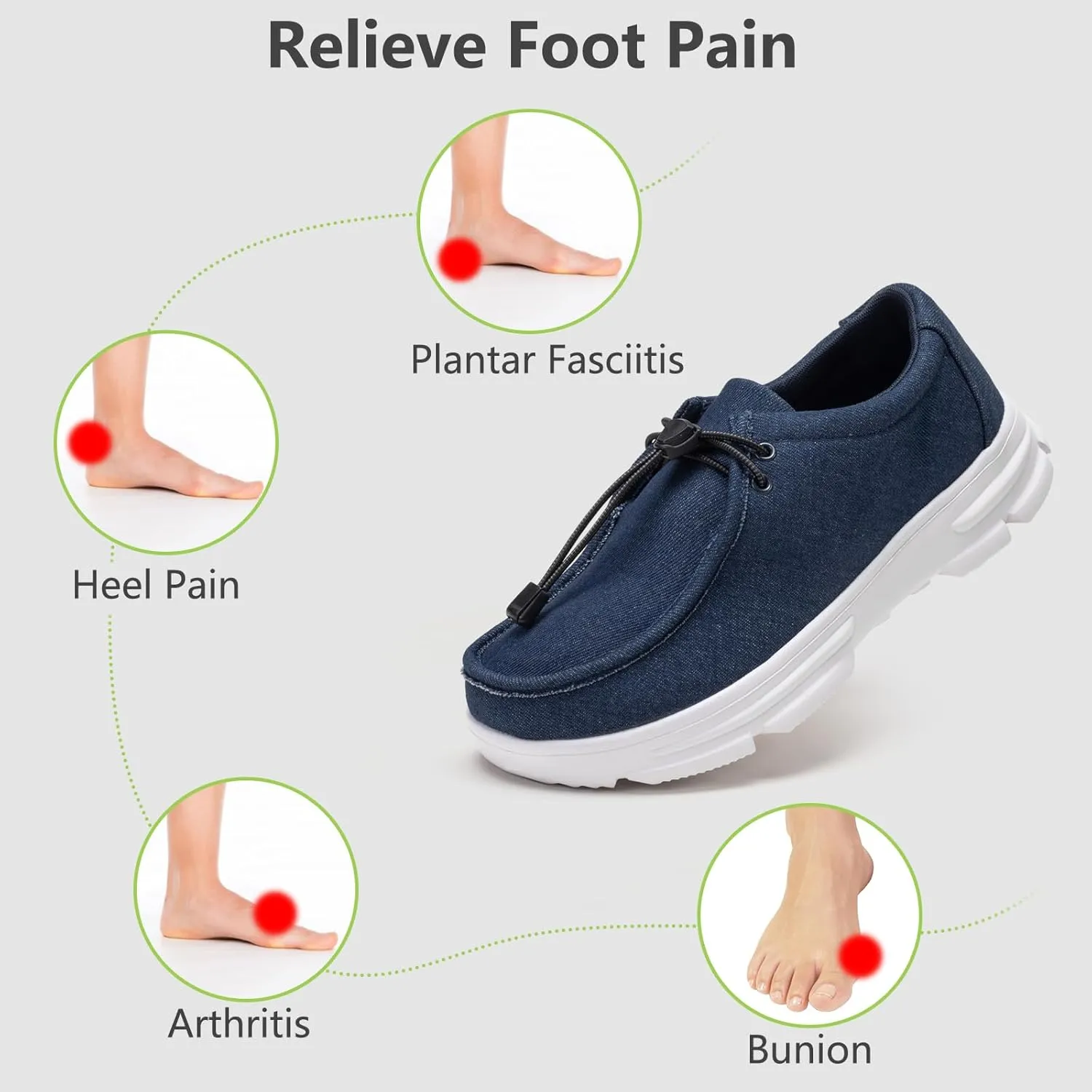 Men Extra Wide Shoes Casual Loafers Slip On Comfortable and Breathable Boat Shoes with Arch Support Insole