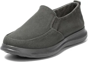 Men-Slip on Walking Loafers Casual Shoes-Wide Width Comfortable-Washed Demin Shoes -Breathable Memory Foam Midsole-Indoor & Outdoor Lightweight Design Charcoal Gray