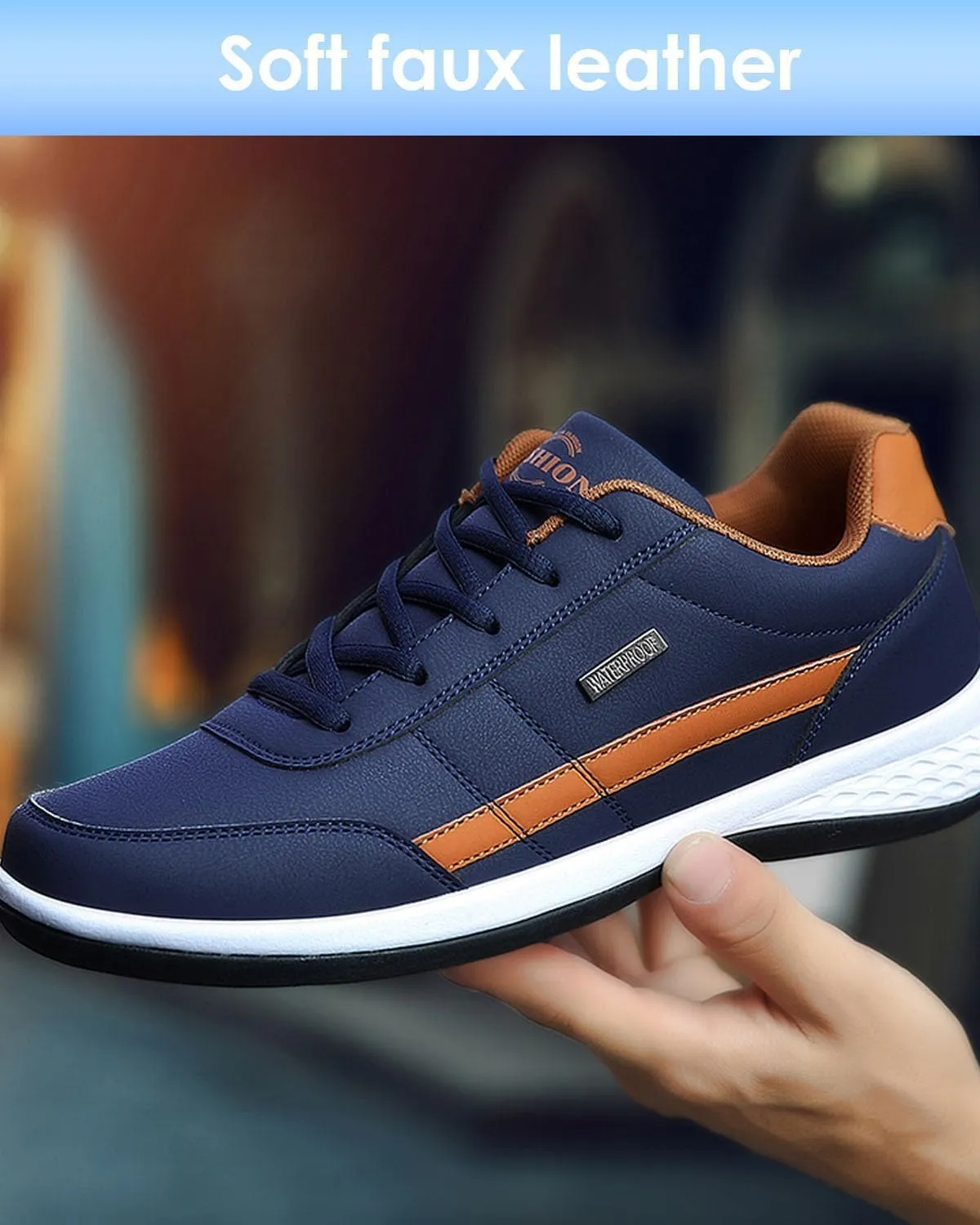 Men's All Seasons Solid Lace Up Jogging Shoes for Outdoor Park Walking Gym Workout, Non Slip Comfy Sneakers