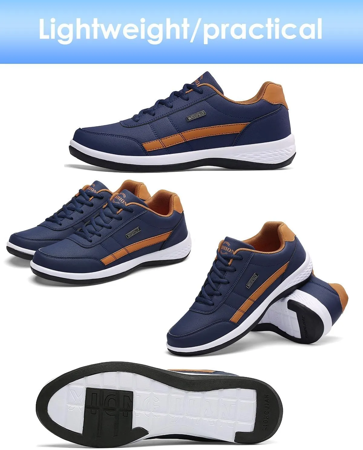 Men's All Seasons Solid Lace Up Jogging Shoes for Outdoor Park Walking Gym Workout, Non Slip Comfy Sneakers