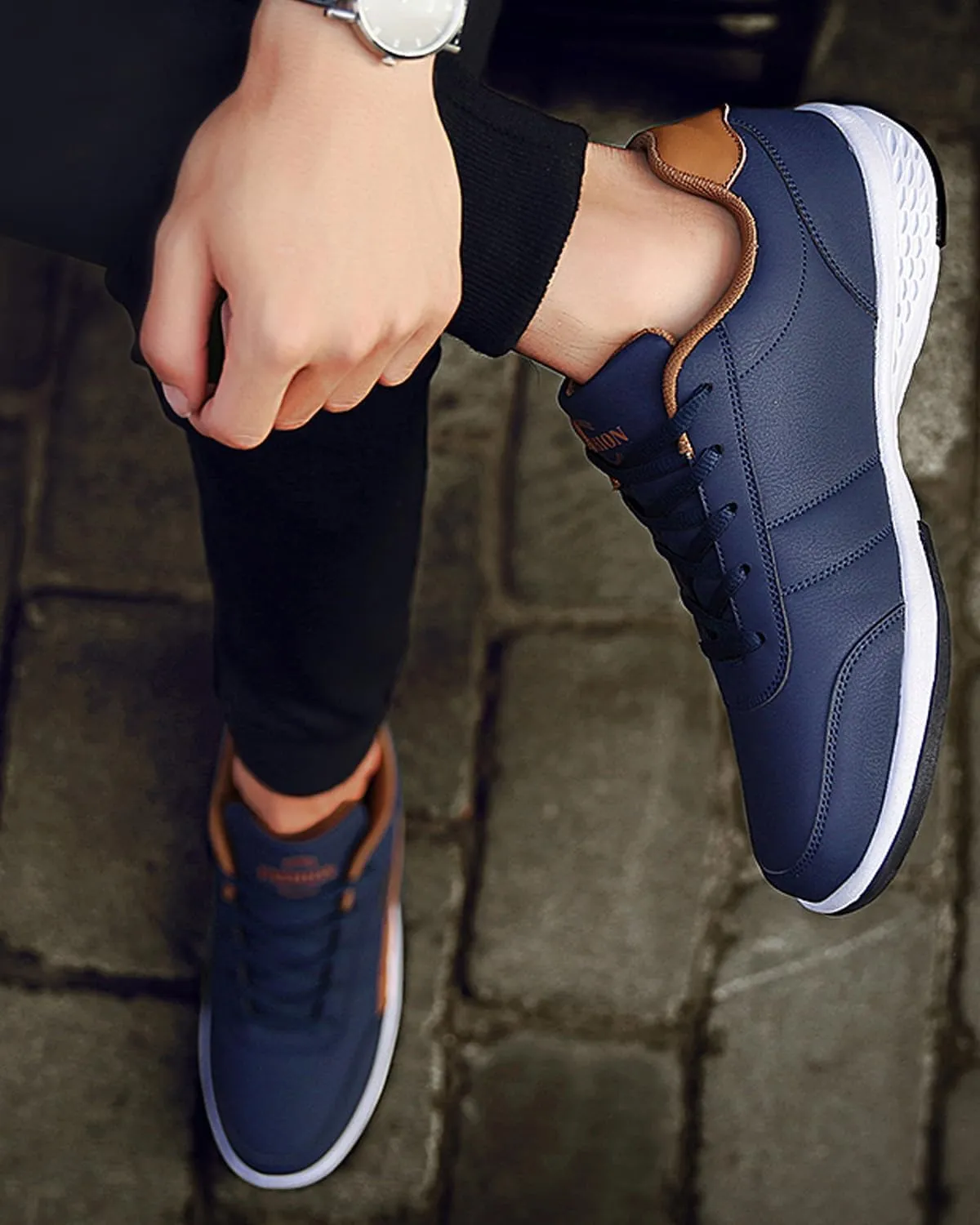 Men's All Seasons Solid Lace Up Jogging Shoes for Outdoor Park Walking Gym Workout, Non Slip Comfy Sneakers