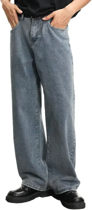 Mens Baggy Hip Hop Jeans Wide Leg Streetwear Jeans Loose Fit Y2K Skater Denim Pants