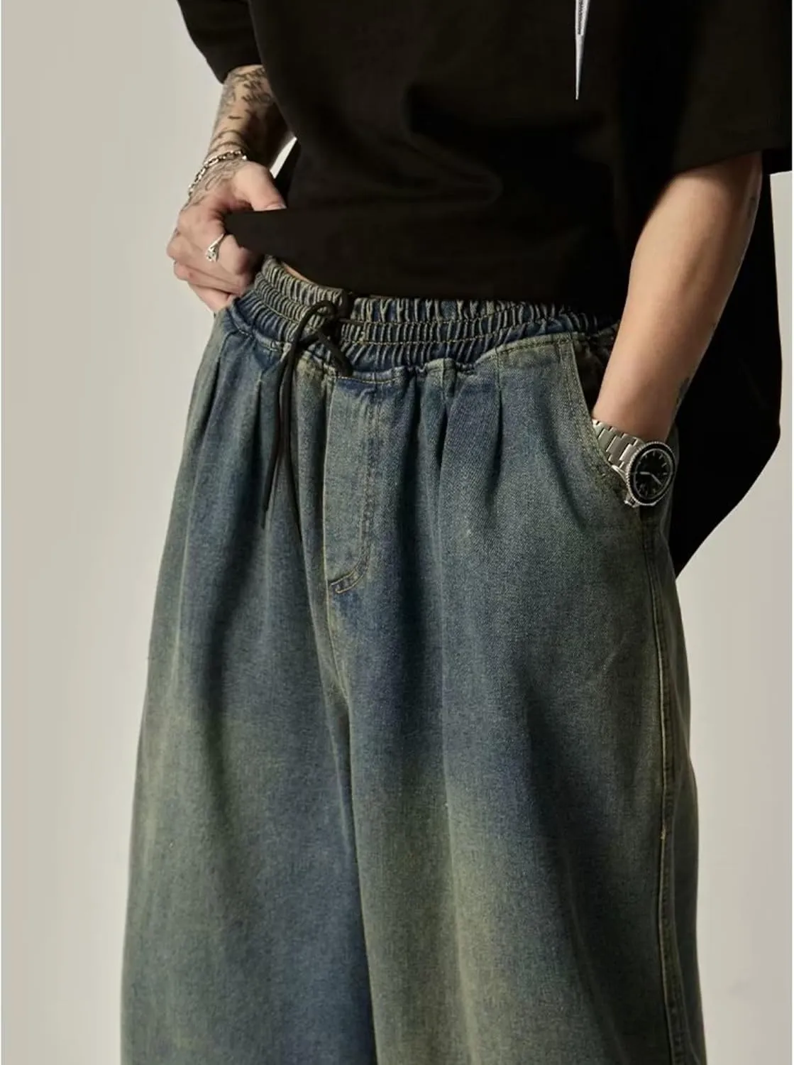 Mens Baggy Jeans for Men Women Y2k Hip Hop Skater Pants Wide Leg Jnco Jeans Loose Fit Denim Jeans Streetwear