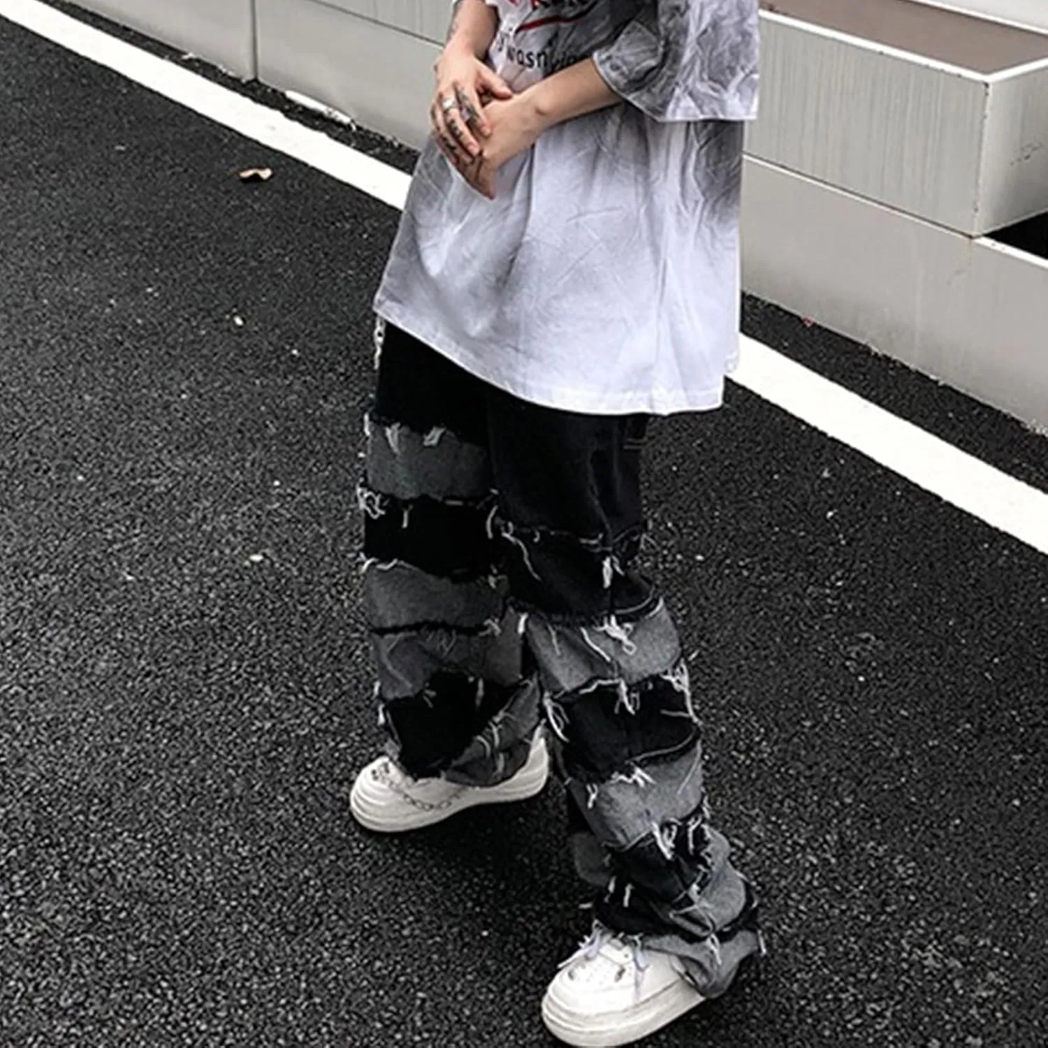 Mens Baggy Jeans Y2k Hip Hop Denim Pants Grunge Vintage Streetwear Pants Harajuku Loose Fit Jeans for Men