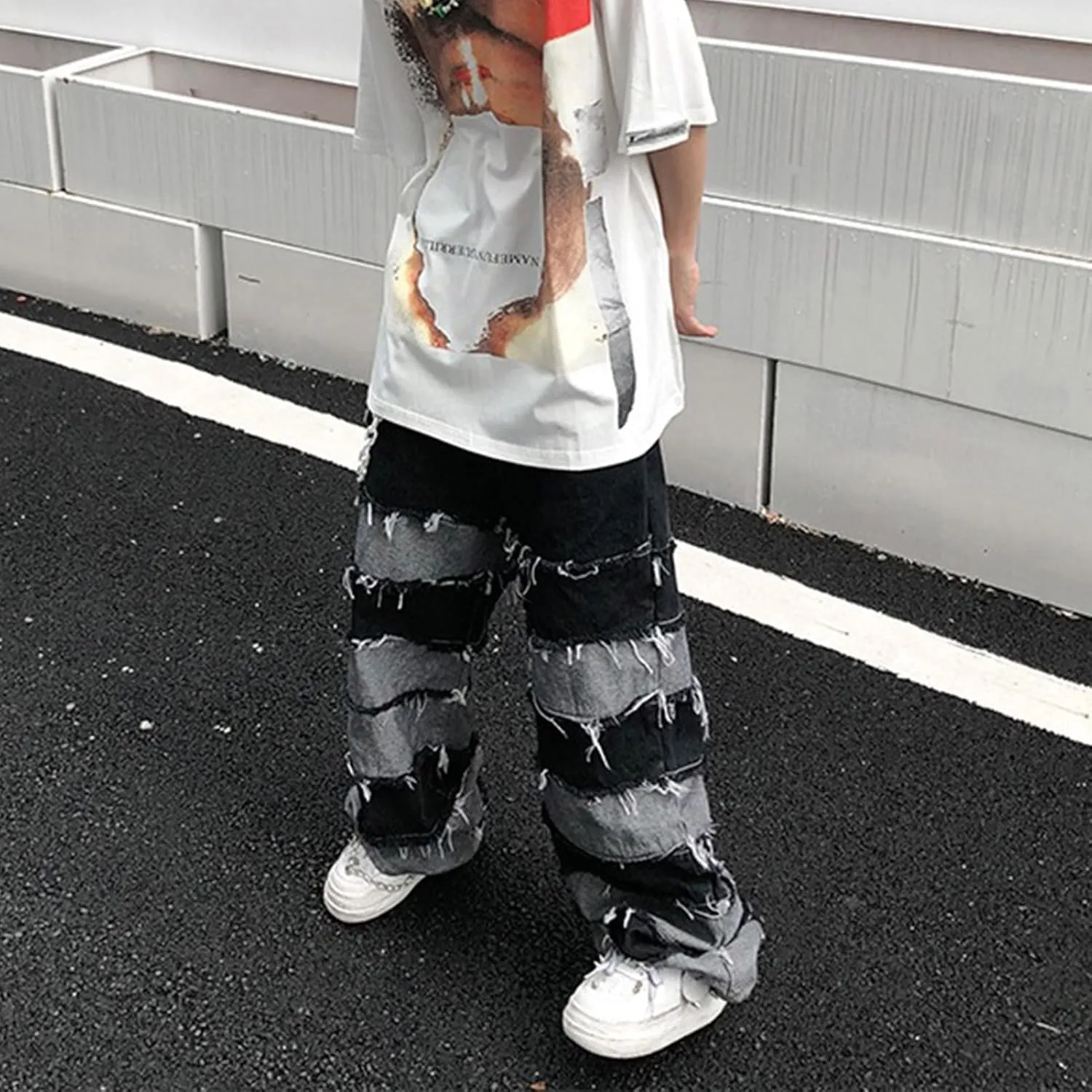 Mens Baggy Jeans Y2k Hip Hop Denim Pants Grunge Vintage Streetwear Pants Harajuku Loose Fit Jeans for Men