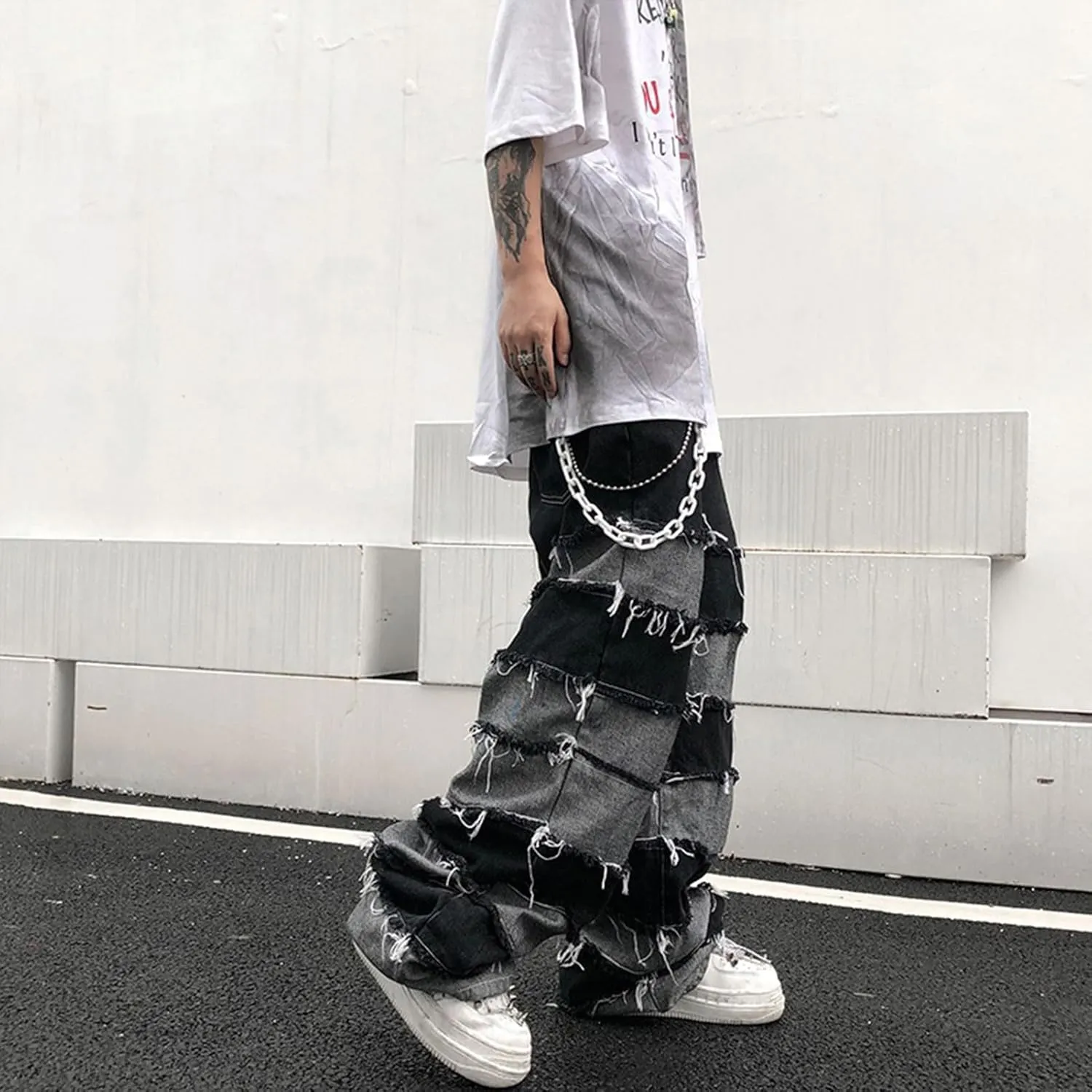 Mens Baggy Jeans Y2k Hip Hop Denim Pants Grunge Vintage Streetwear Pants Harajuku Loose Fit Jeans for Men