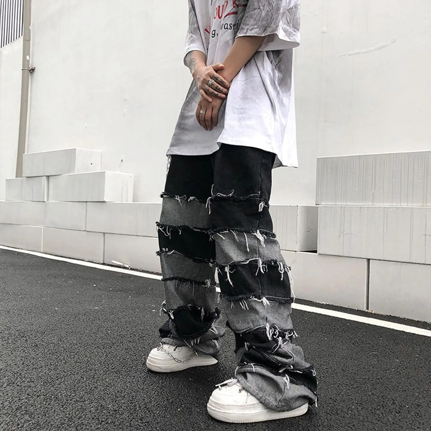 Mens Baggy Jeans Y2k Hip Hop Denim Pants Grunge Vintage Streetwear Pants Harajuku Loose Fit Jeans for Men