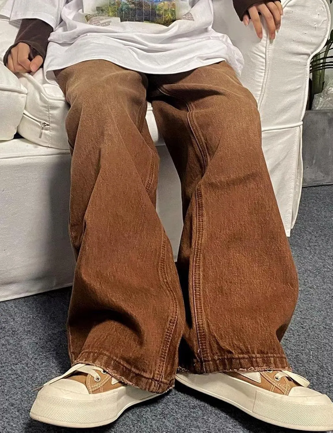 Men's Baggy Jeans Y2k Hip Hop Skater Jeans Loose fit Skateboard Pants Wide Leg Harajuku Pants