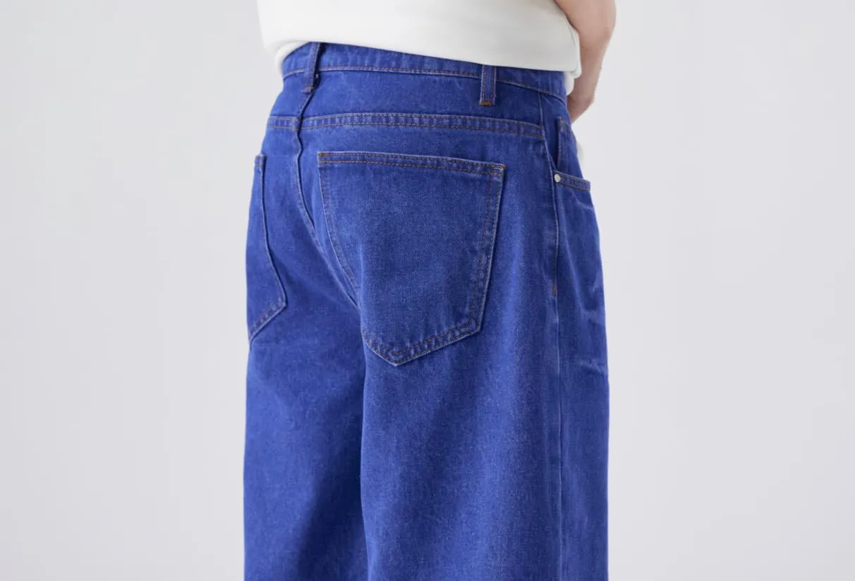 Men's Baggy Jeans Y2K Vintage Distressed Ripped Wide Leg Denim Pants Hip Hop Casual Loose Fit Streetwear Trousers