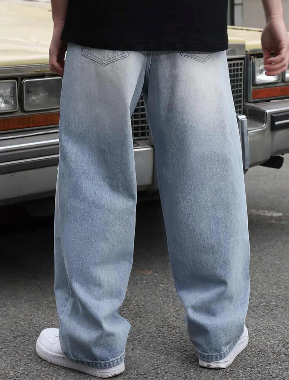 Men's Baggy Ripped Jeans Wide Leg Hip Hop Jeans Loose Fit Denim Pants Y2k Streetwear