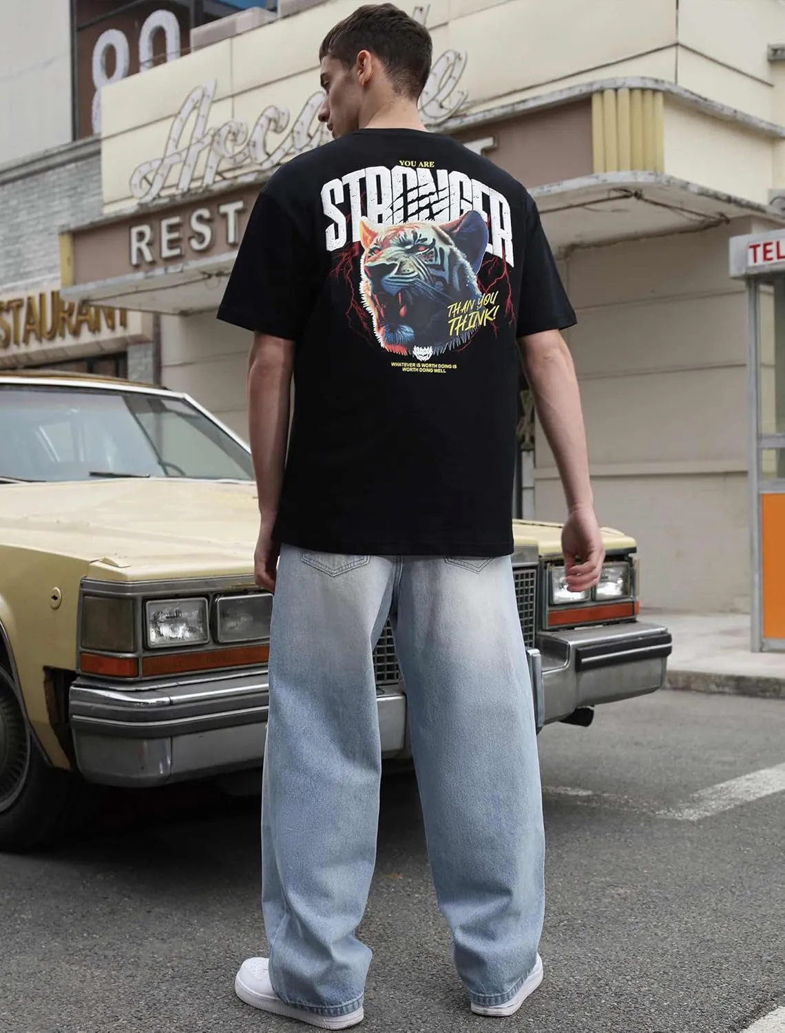 Men's Baggy Ripped Jeans Wide Leg Hip Hop Jeans Loose Fit Denim Pants Y2k Streetwear