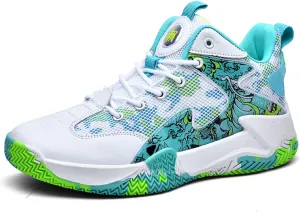 Mens Breathable Mesh Lace Up Basketball Shoes Fashion High-Top Non-Slip Sneakers Casual Gym Sports Tennis Jogging Shoes