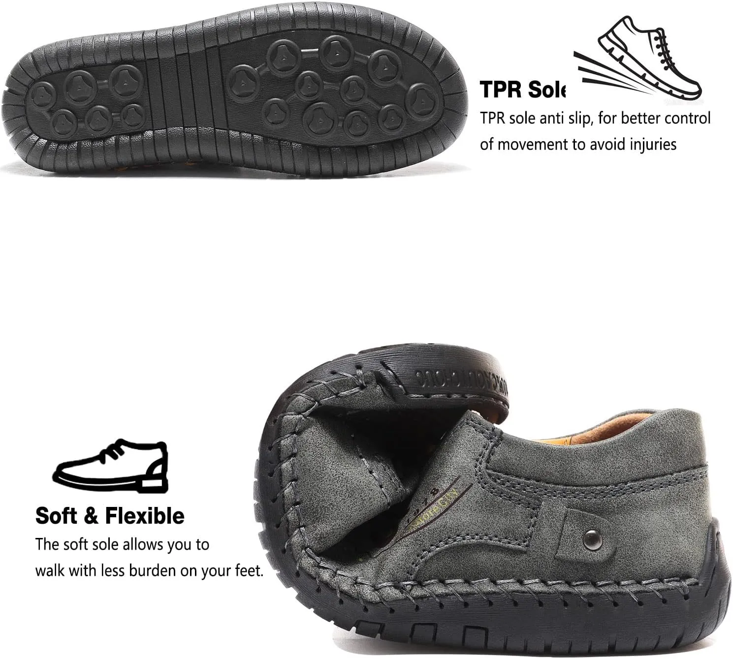 Mens Casual Shoes Summer Breathable Sneakers Loafers Walking Shoes Hand Made Lace-Up Leather Dress Flats Shoes for Driving Business Working Office