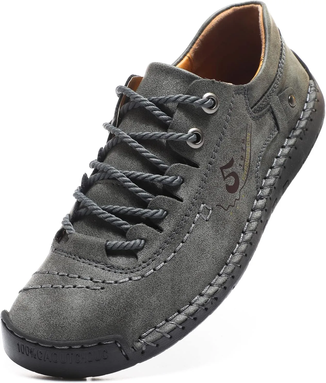 Mens Casual Shoes Summer Breathable Sneakers Loafers Walking Shoes Hand Made Lace-Up Leather Dress Flats Shoes for Driving Business Working Office