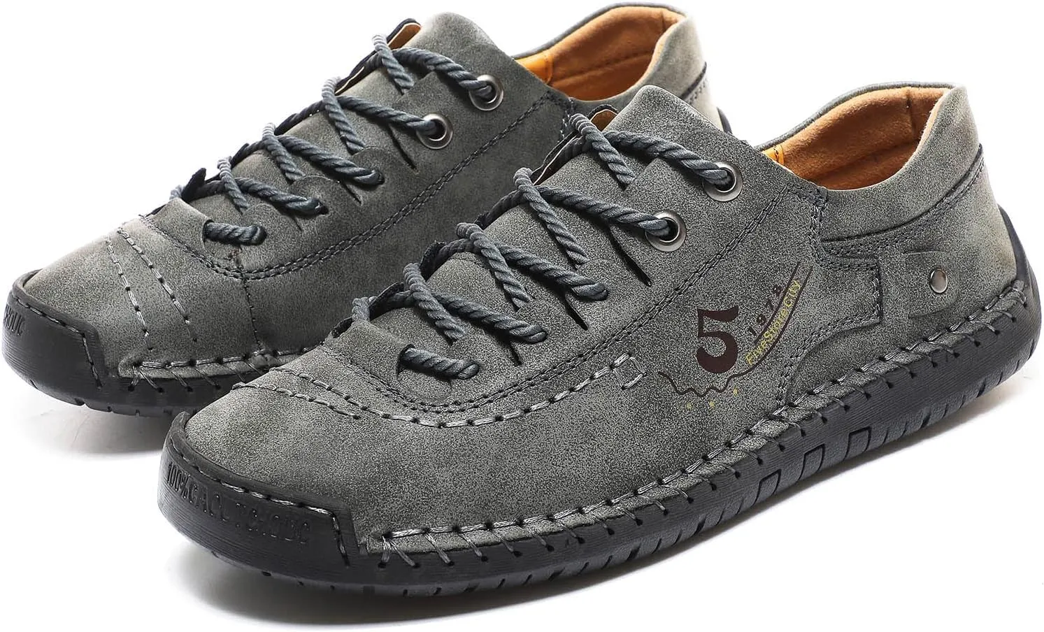 Mens Casual Shoes Summer Breathable Sneakers Loafers Walking Shoes Hand Made Lace-Up Leather Dress Flats Shoes for Driving Business Working Office