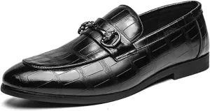 Mens Crocodile Print Genuine Leather Loafers and Slip On Shoes Dress Shoes