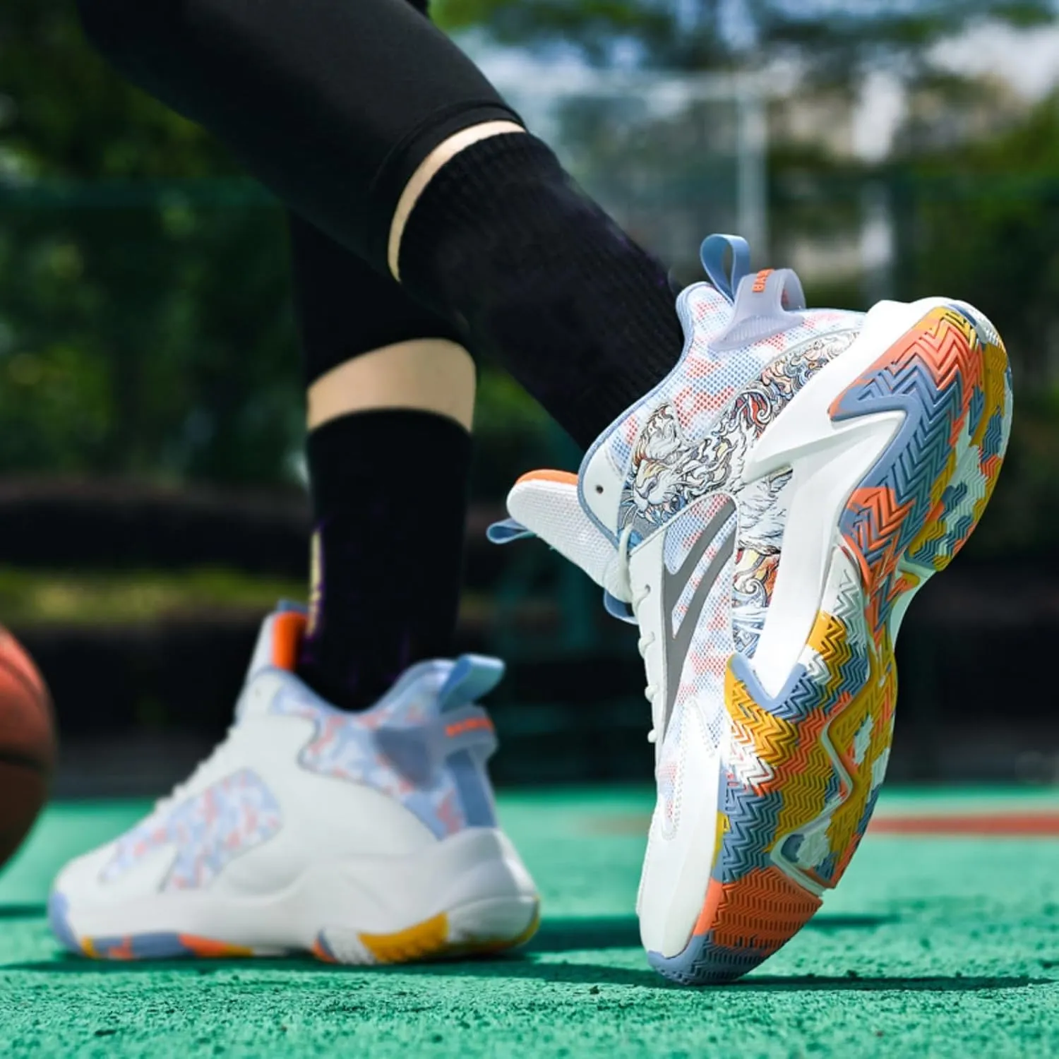 Men's Fashion Breathable Mesh Lace Up Basketball Shoes High-Top Non-Slip Sneakers Casual for Gym Sports Tennis Jogging Shoes