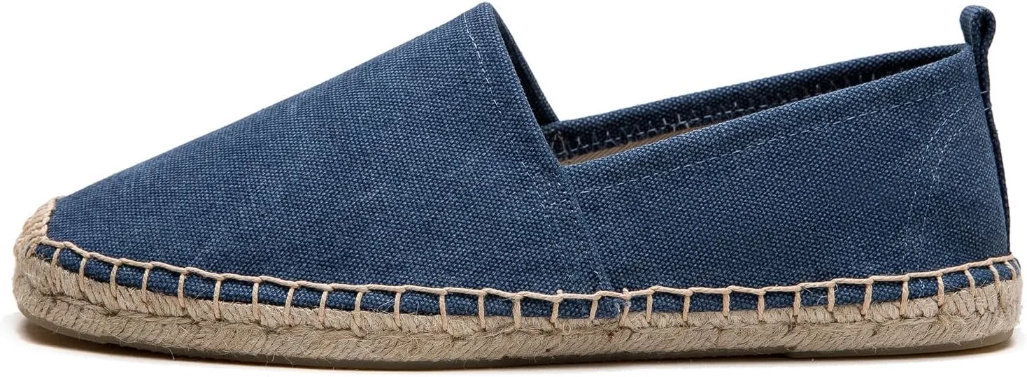 Men's Flat Espadrilles - Mens Sneakers Casual Comfy Linen Vegan Canvas Shoes Men's Flat Shoes Non-Slip Sole Suitable for Summer,Spring,Autumn Any Scenario