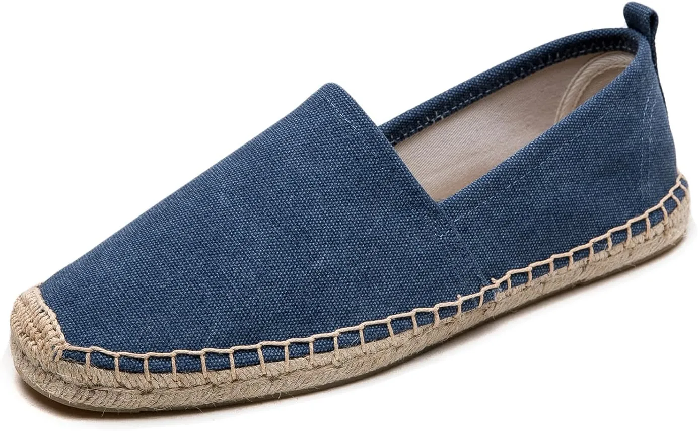 Men's Flat Espadrilles - Mens Sneakers Casual Comfy Linen Vegan Canvas Shoes Men's Flat Shoes Non-Slip Sole Suitable for Summer,Spring,Autumn Any Scenario