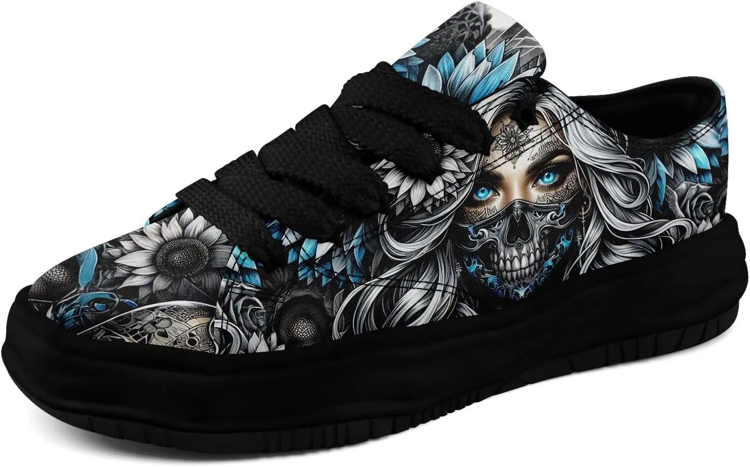 Men's Gothic Skull Fashion Sneakers Casual Skateboarding Canvas Shoes for Women Streetwear Trendy Comfort Walking Shoes