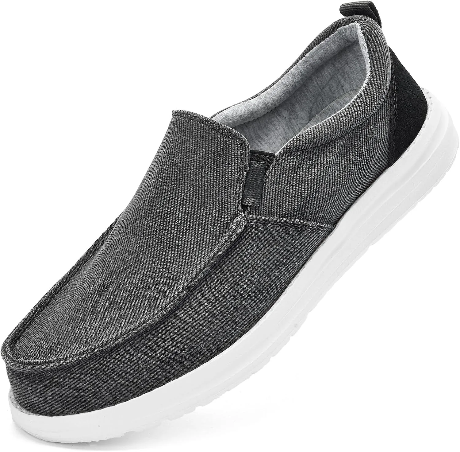 Mens Hands Free Slip-on Loafers Shoes Wide Width Casual Canvas Loafers Shoes Mens Boat Shoes Lightweight Non-Slip Walking Shoes Soft Sneakers