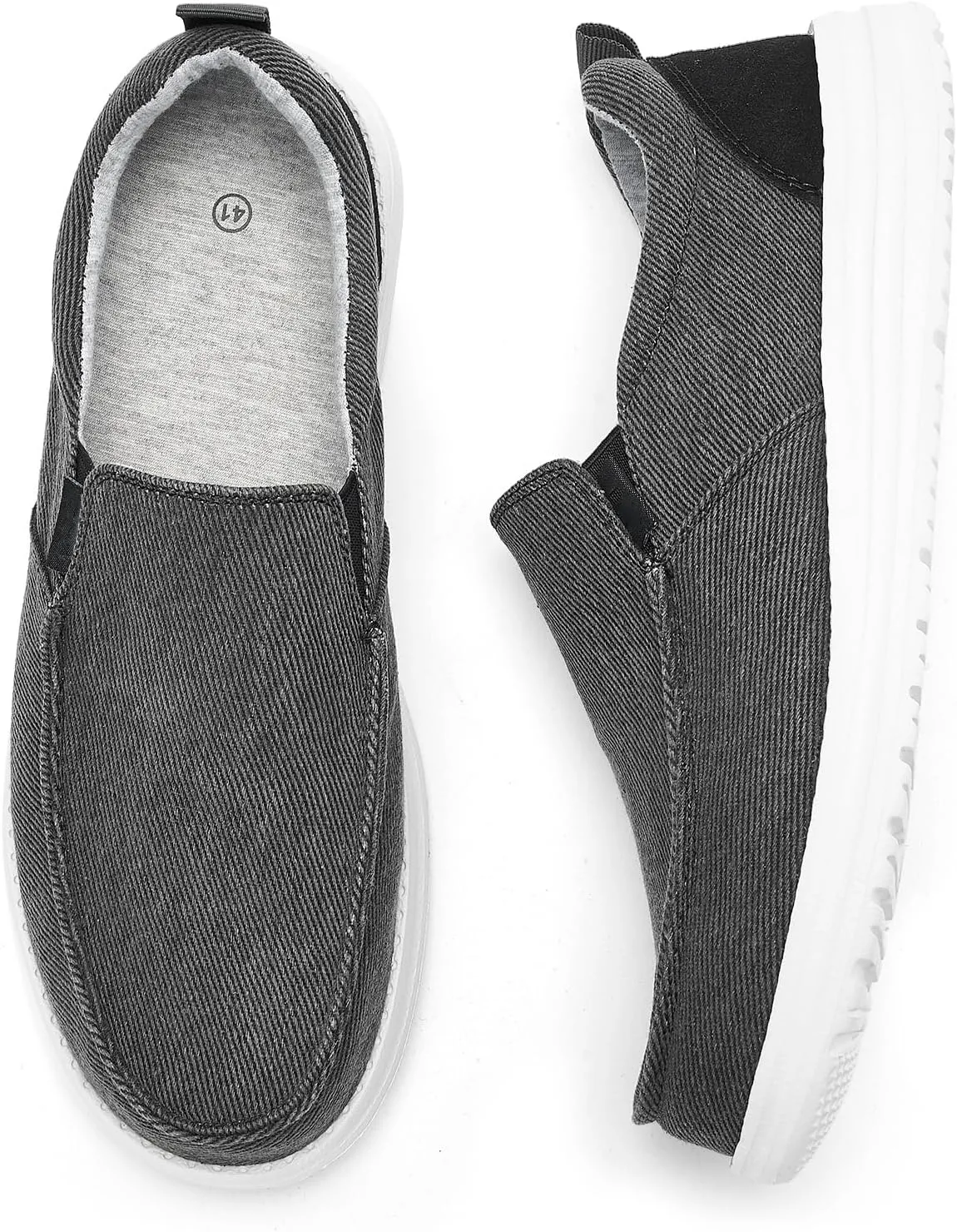 Mens Hands Free Slip-on Loafers Shoes Wide Width Casual Canvas Loafers Shoes Mens Boat Shoes Lightweight Non-Slip Walking Shoes Soft Sneakers