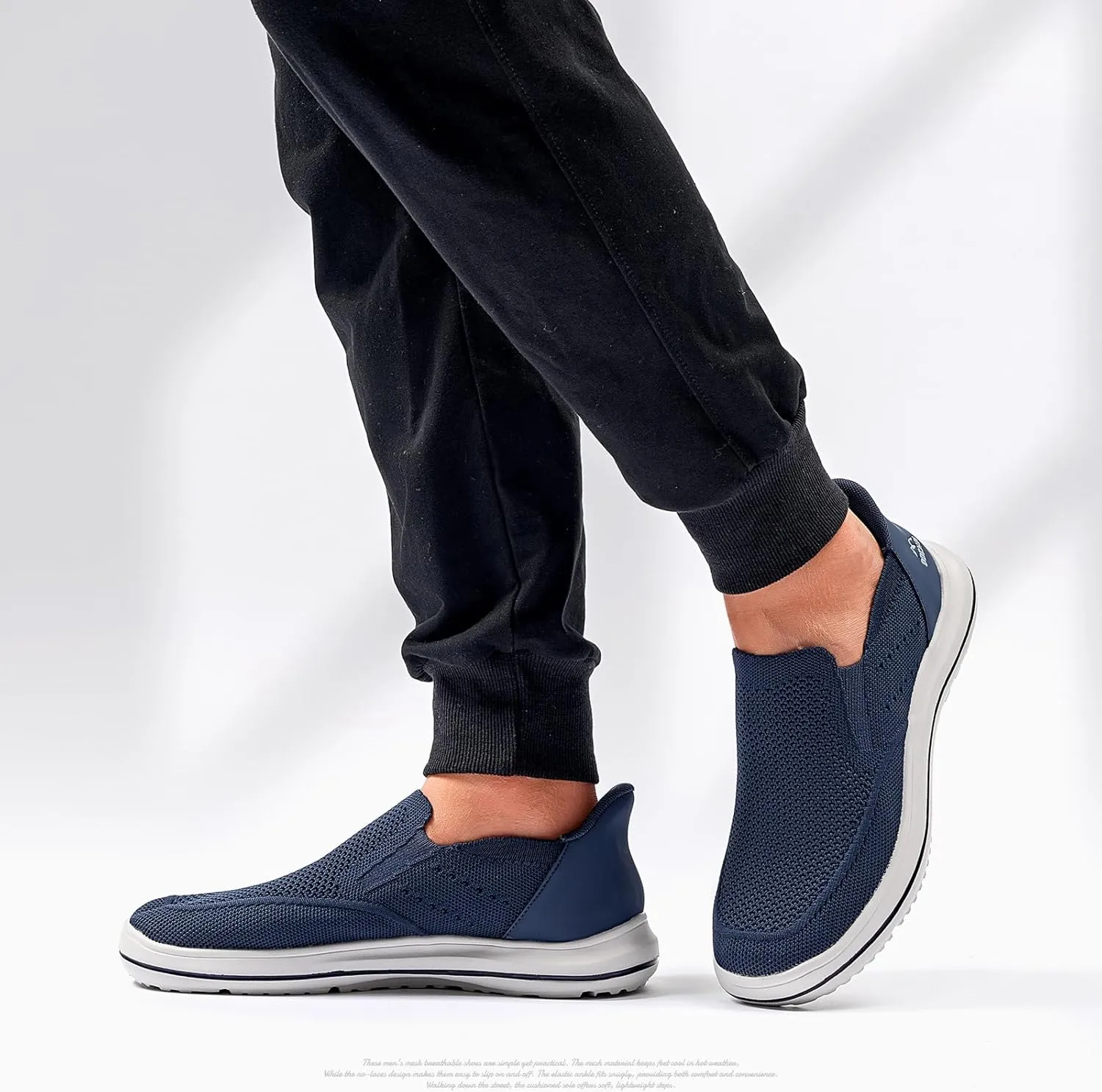 Men's Hands-Free Slip On Sneakers | Laceless Walking Shoes for Gym/Travel/Office