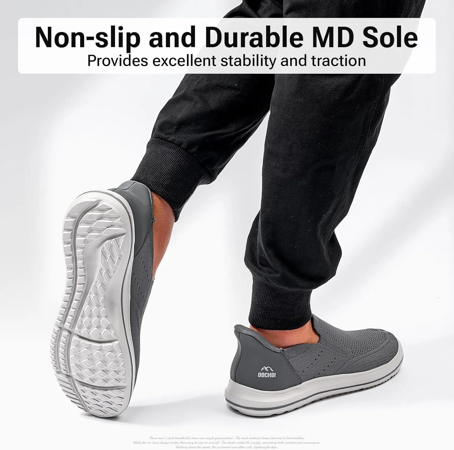 Men's Hands-Free Slip On Sneakers | Laceless Walking Shoes for Gym/Travel/Office