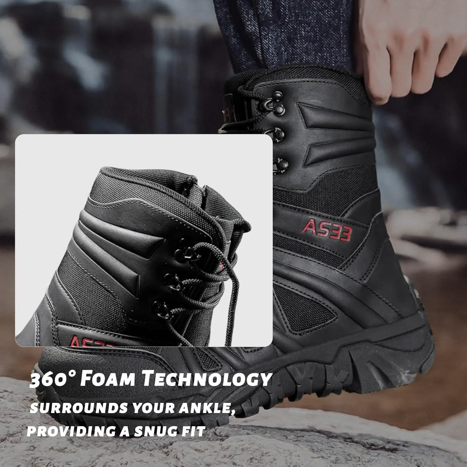 Men's Hiking Boots Outdoor: Trekking Shoes with Zipper
