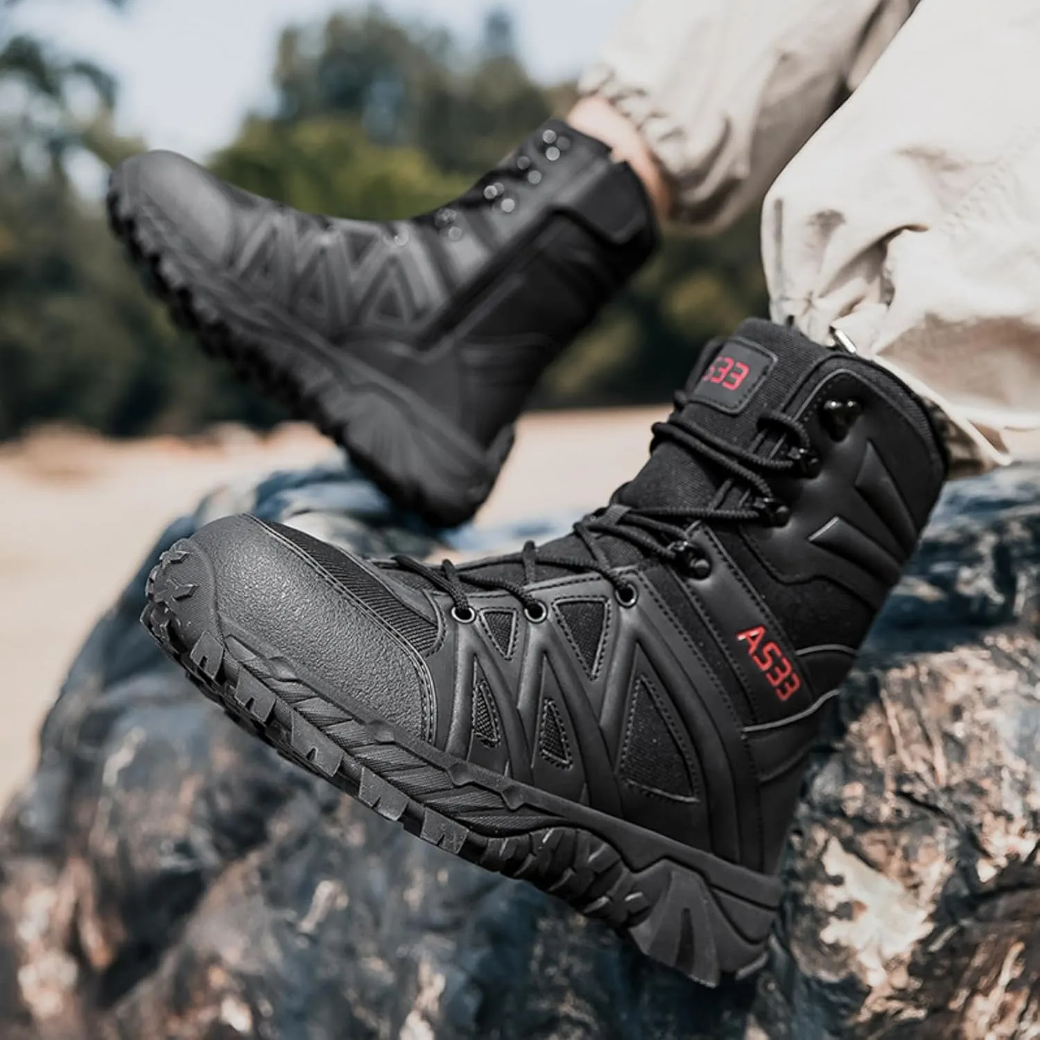 Men's Hiking Boots Outdoor: Trekking Shoes with Zipper