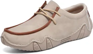 Men's Leather Orthopedic Loafers Comfort Arch Support Non Slip Lace up Casual Shoes Lightweight Work Driving Traveling Walking Shoes
