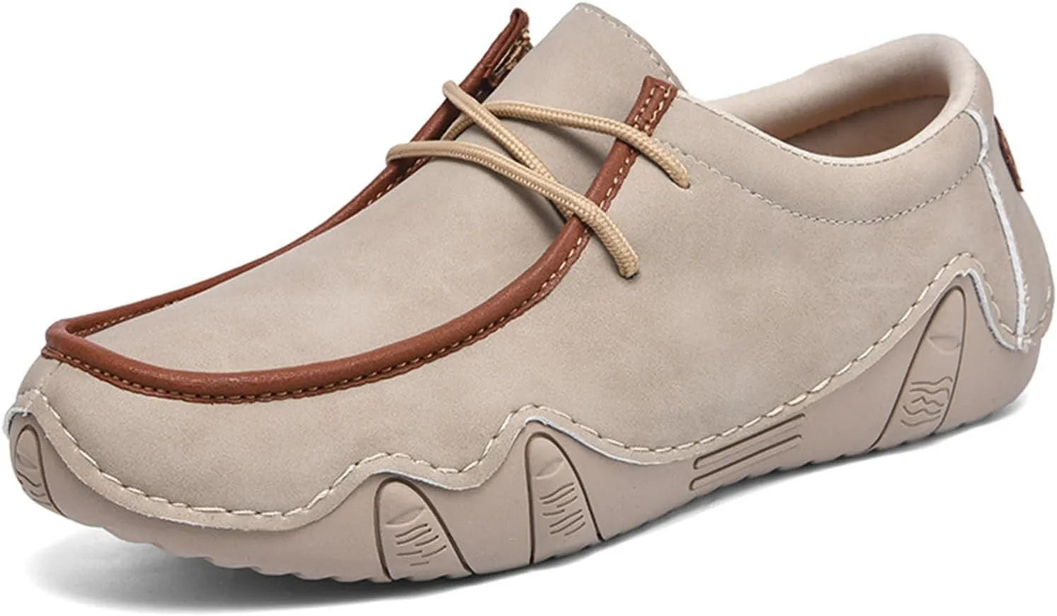 Men's Leather Orthopedic Loafers Comfort Arch Support Non Slip Lace up Casual Shoes Lightweight Work Driving Traveling Walking Shoes