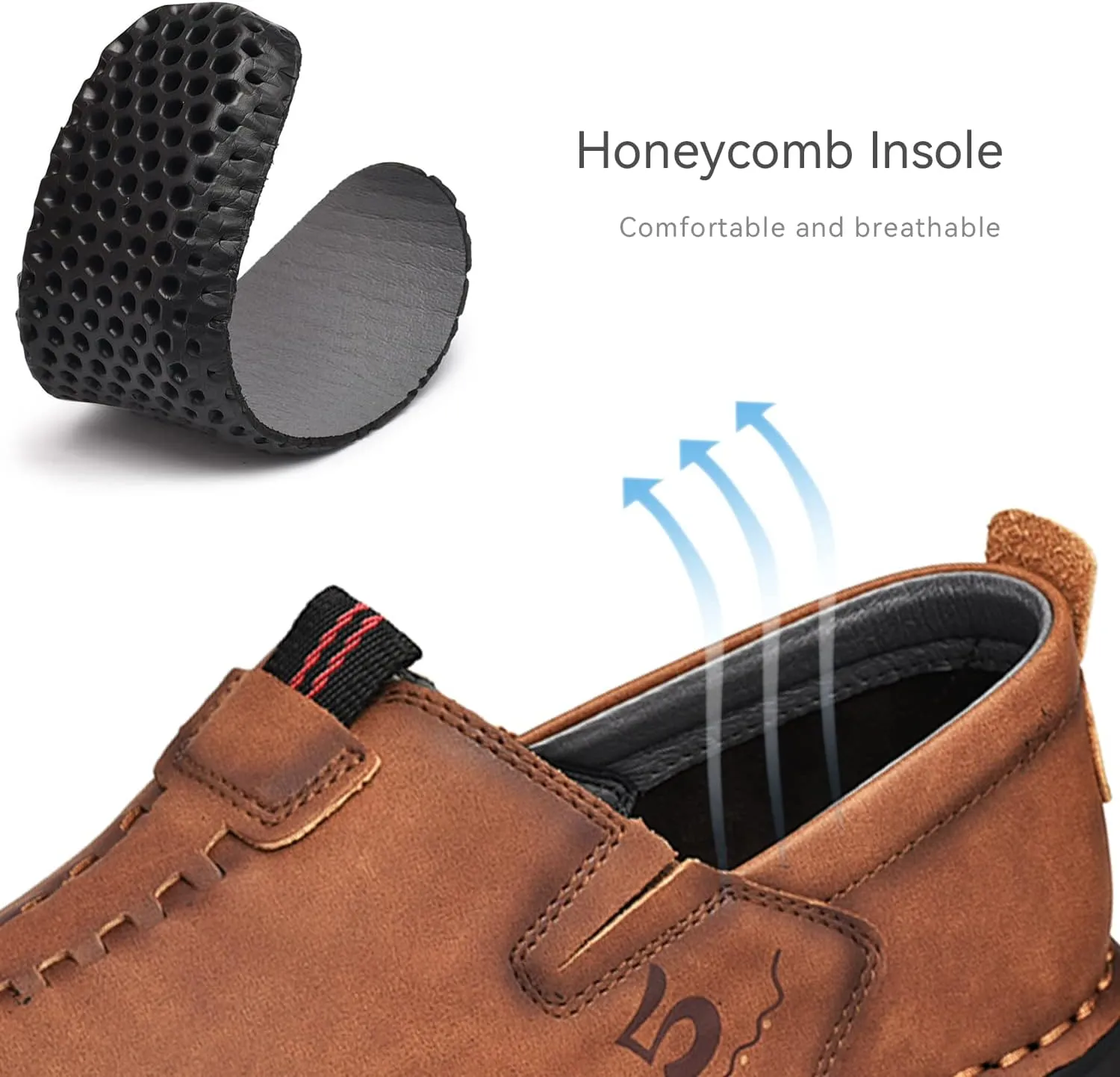 Men's Leather Shoes Casual Loafers Slip on Comfortable Walking Driving Shoes for Men