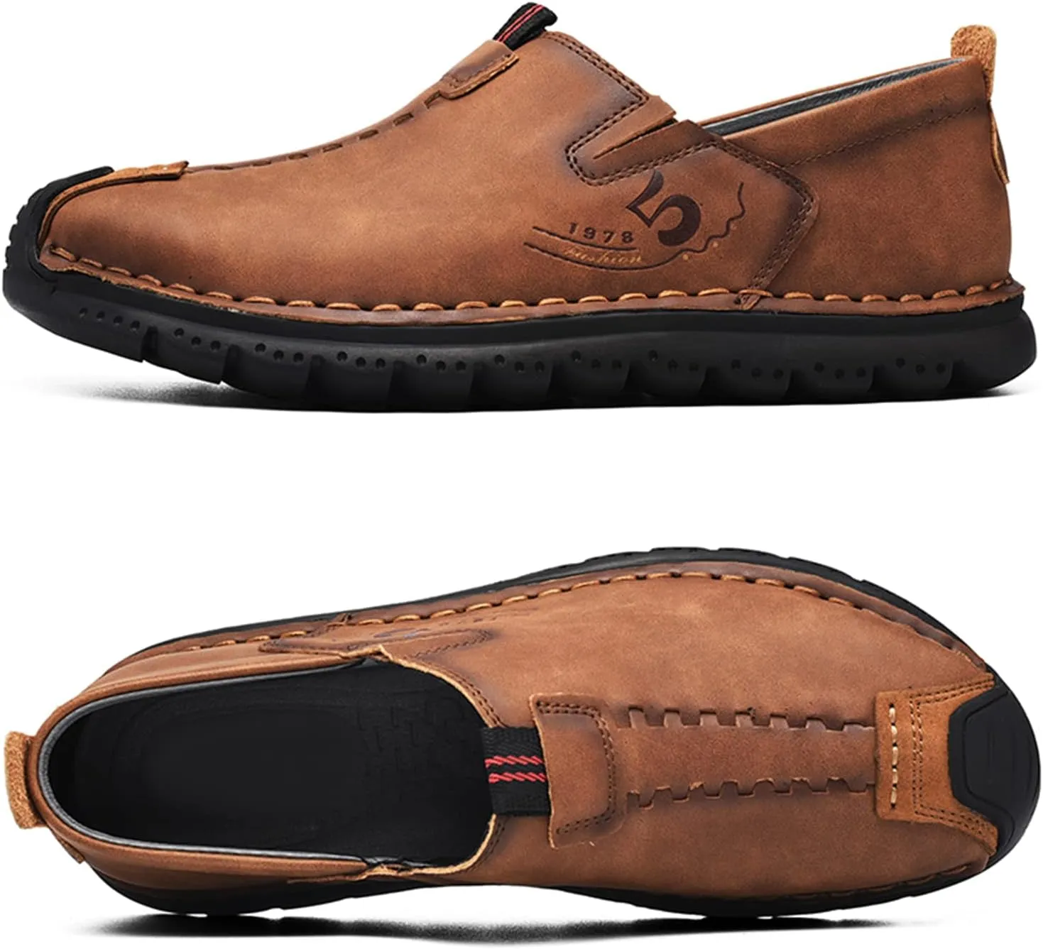 Men's Leather Shoes Casual Loafers Slip on Comfortable Walking Driving Shoes for Men
