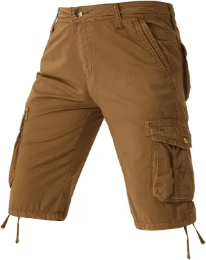 Men's Regular Fit Military Cargo Shorts - Summer Cotton Tactical Shorts with Multi Pockets