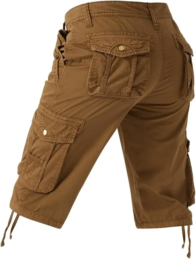 Men's Regular Fit Military Cargo Shorts - Summer Cotton Tactical Shorts with Multi Pockets