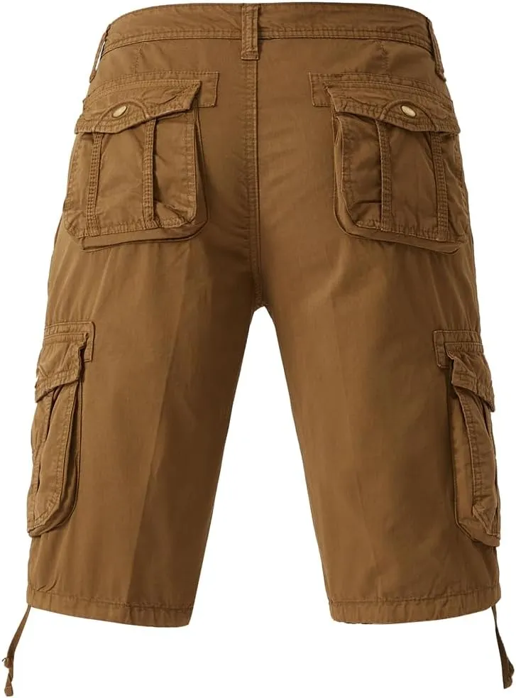 Men's Regular Fit Military Cargo Shorts - Summer Cotton Tactical Shorts with Multi Pockets