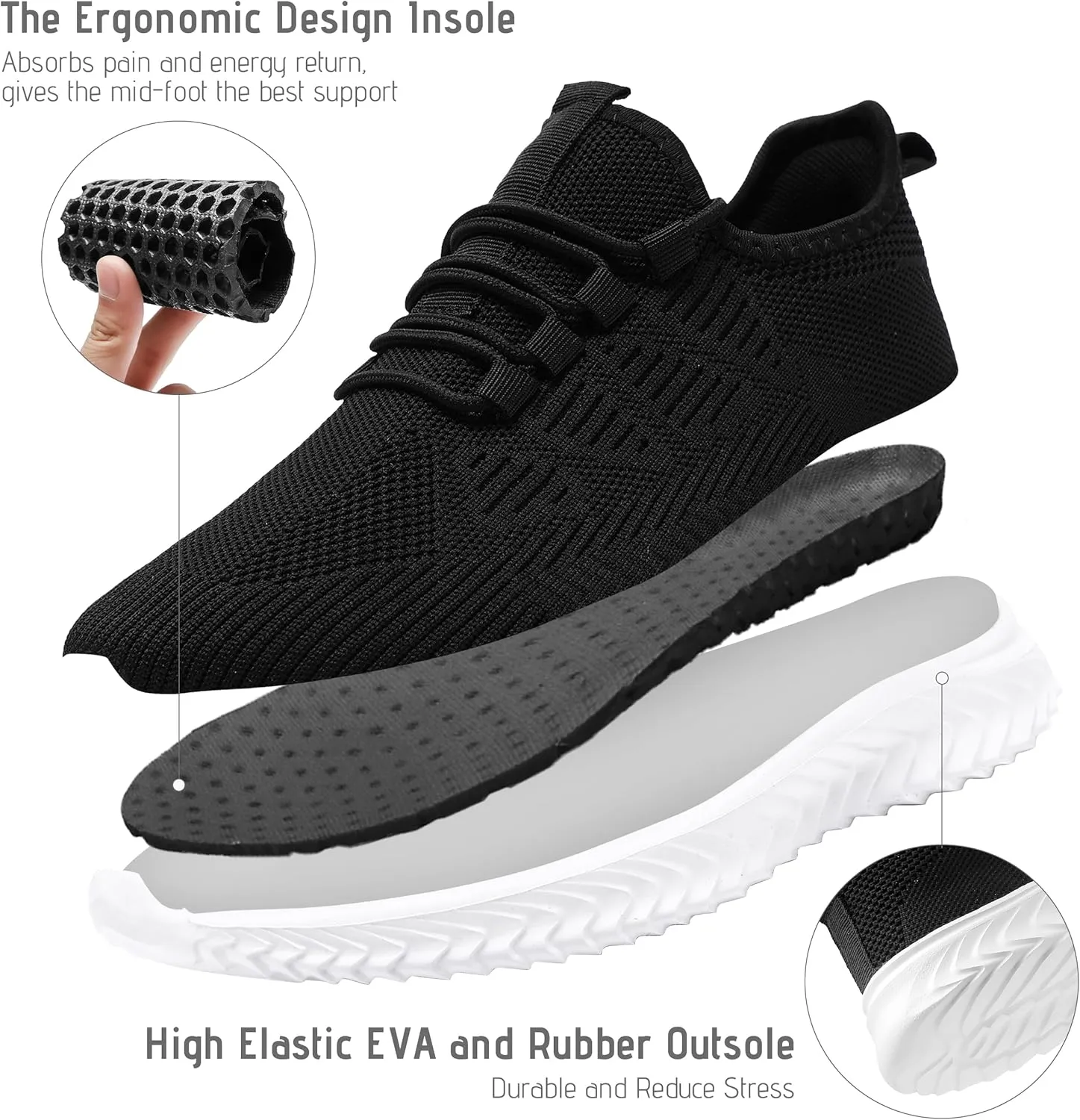 Mens Running Shoes Tennis Shoes Walking Gym Sneakers Lightweight Non Slip Mesh Casual Workout Sneakers