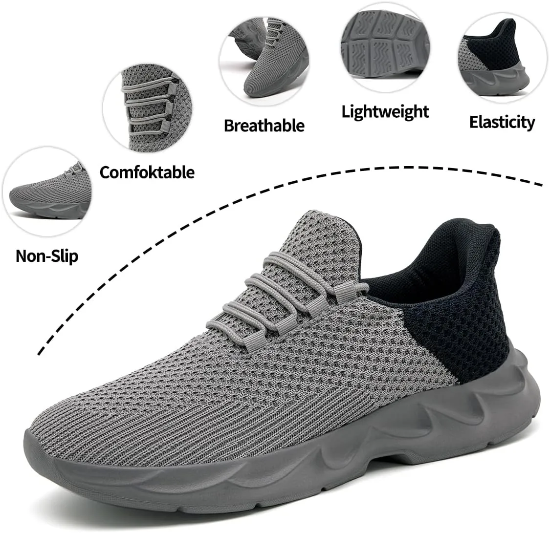 Mens Running Tennis Casual Walking Shoes Anti Slip Comfortable Lightweight Breathable Fashion Sneakers Non Slip Workout Gym Shoes for Running
