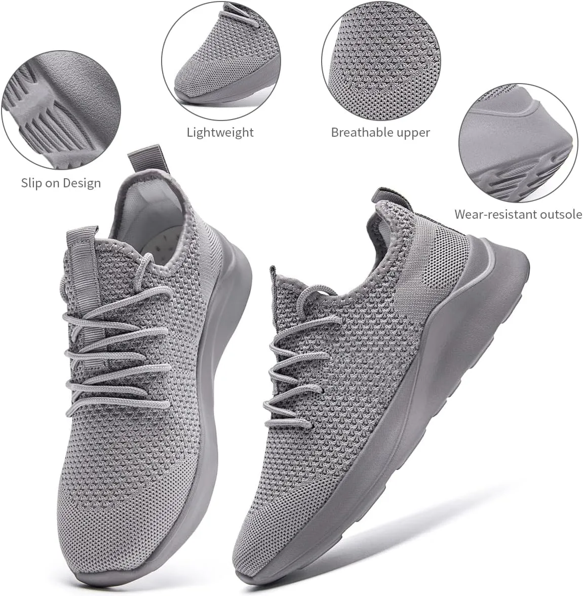 Men's Running Walking Shoes Sneakers Tennis Fitness Athletic Shoes Non Slip On Sports Casual Workout Shoe Lightweight Comfortable Gym Fashion Breathable Mesh Trainer