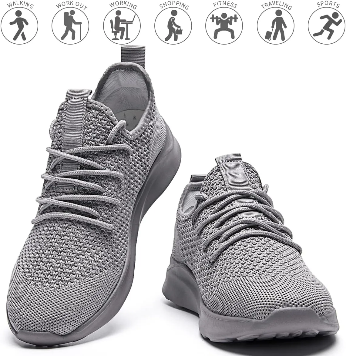 Men's Running Walking Shoes Sneakers Tennis Fitness Athletic Shoes Non Slip On Sports Casual Workout Shoe Lightweight Comfortable Gym Fashion Breathable Mesh Trainer