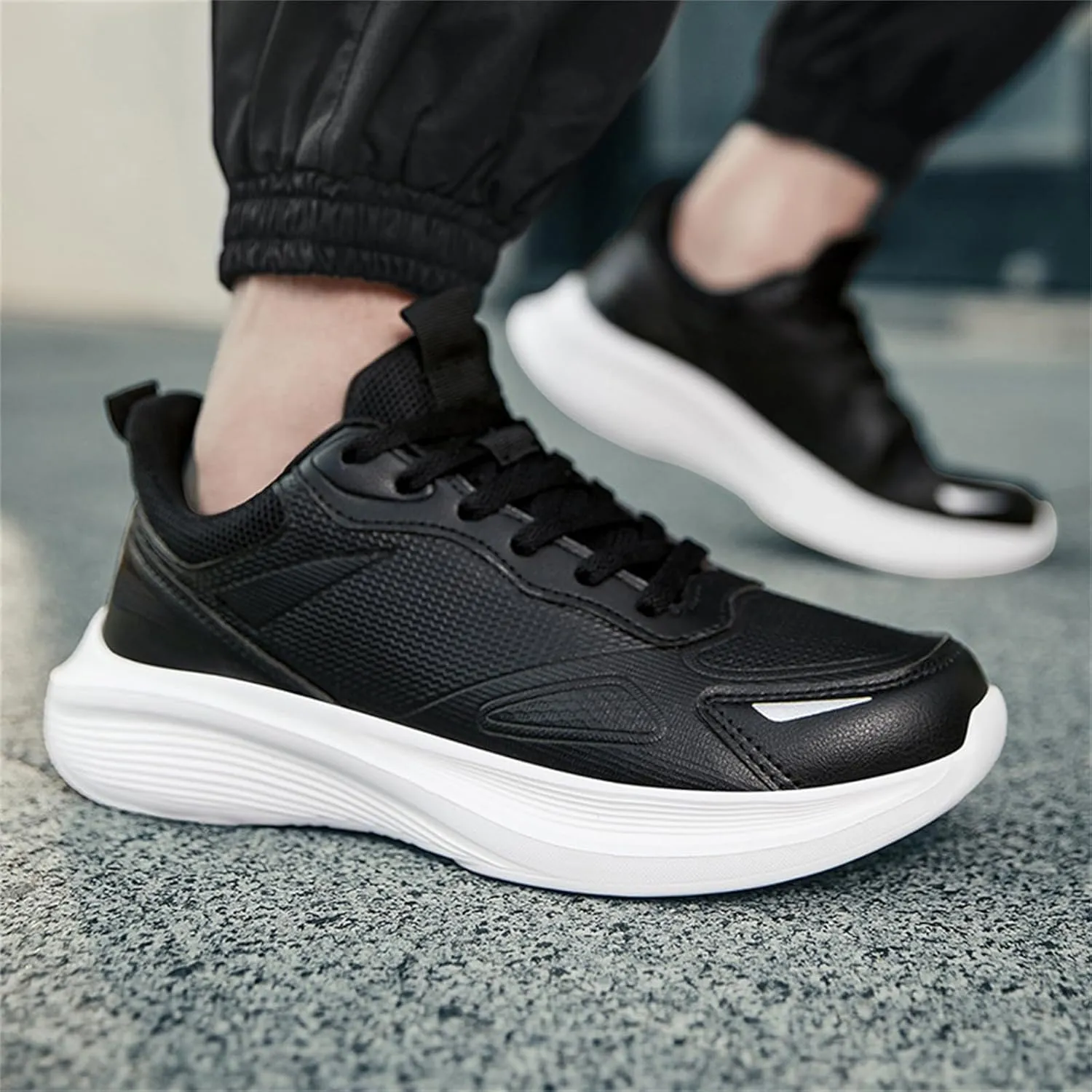 Men's Slip On Walking Shoes Lace Up Low Top Casual Sneakers for Gym Tennis Workout Comfortable Lightweight Breathable Running Sneaker