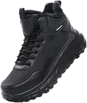 Men's Snow Boots Waterproof Warm Fur Lined Winter Hiking Boot Non-slip Outdoor Ankle High-top Shoes Work Hiker Trekking Trail
