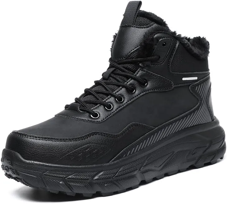 Men's Snow Boots Waterproof Warm Fur Lined Winter Hiking Boot Non-slip Outdoor Ankle High-top Shoes Work Hiker Trekking Trail