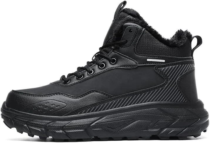 Men's Snow Boots Waterproof Warm Fur Lined Winter Hiking Boot Non-slip Outdoor Ankle High-top Shoes Work Hiker Trekking Trail
