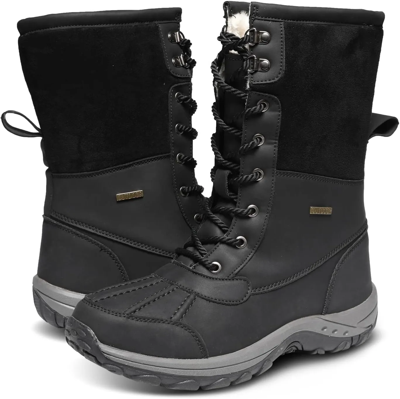 Mens Snow Duck Boots Waterproof Insulated Warm Fur Lined Winter Boots Non Slip Rubber Hiking Boots Casual Outdoor